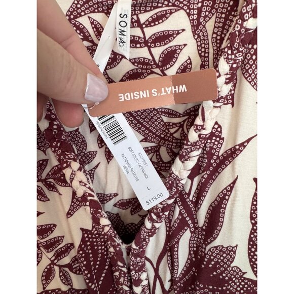 Soma Soft Jersey Caftan Midi Short Sleeve Tropical Dress Size Large NWT - Picture 6 of 15